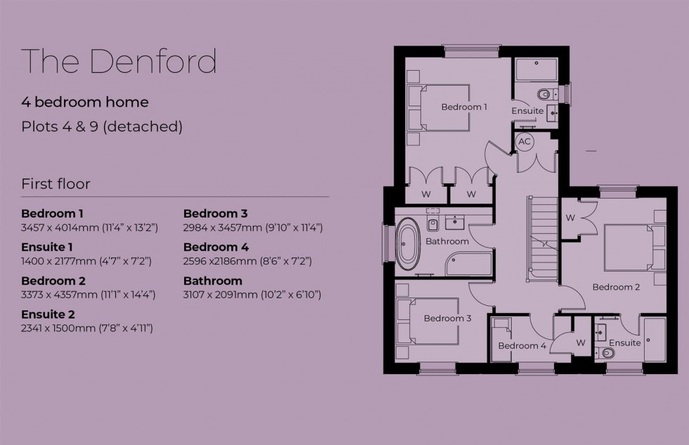 Floorplan for Plot 4, The Denford, Deerhurst Gardens, Welford on Avon