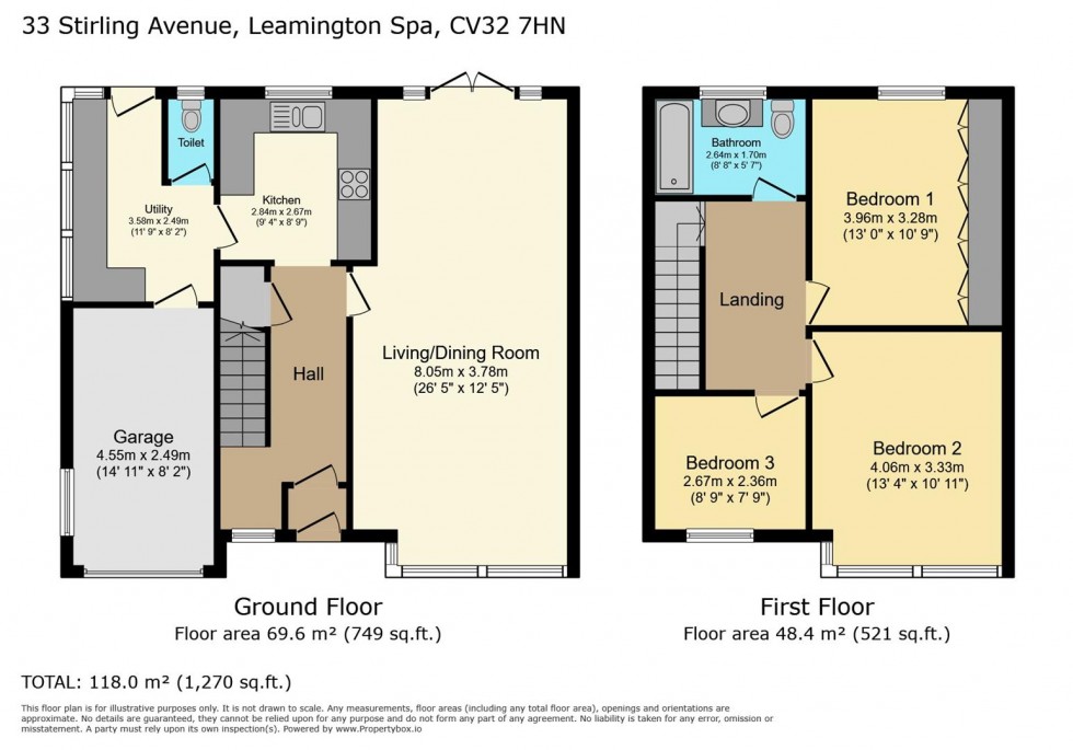 Floorplan for Stirling Avenue, Leamington Spa