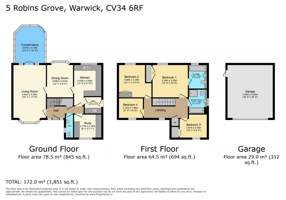 Floorplan for Robins Grove, Warwick