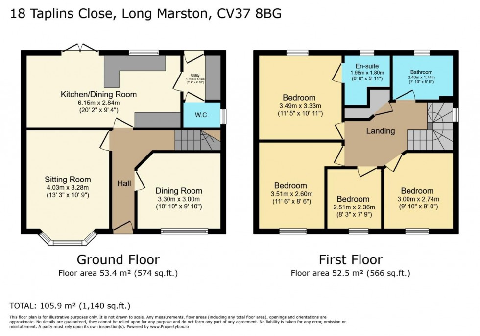 Floorplan for Taplins Close, Long Marston